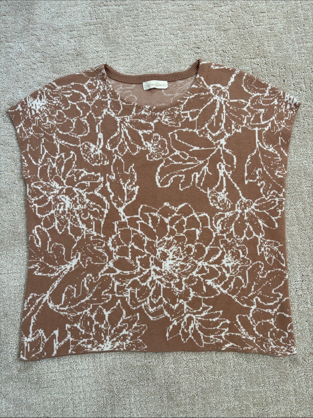 Cynthia Rowley Floral Womens Large Top Knit Spring Fall Winter